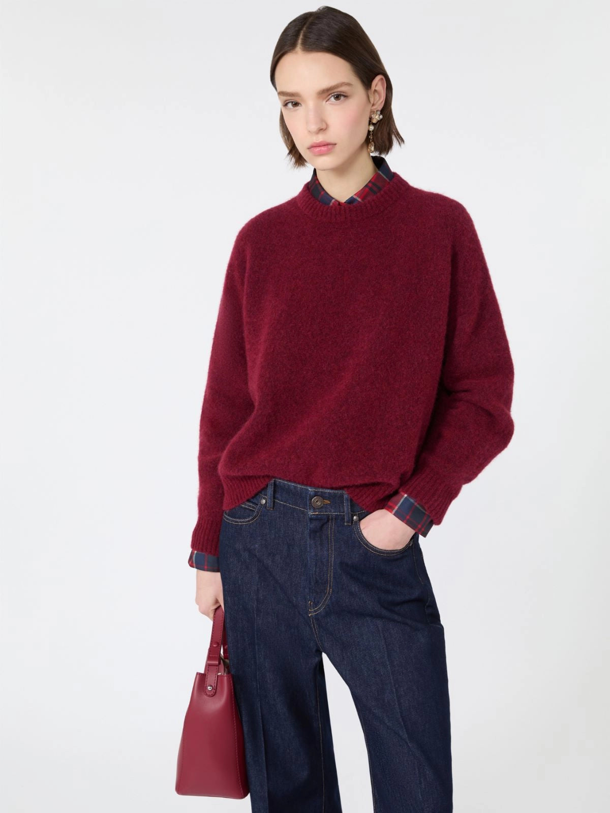 Max Mara Weekend Bordeaux Alpaca and Wool Blend Sweater