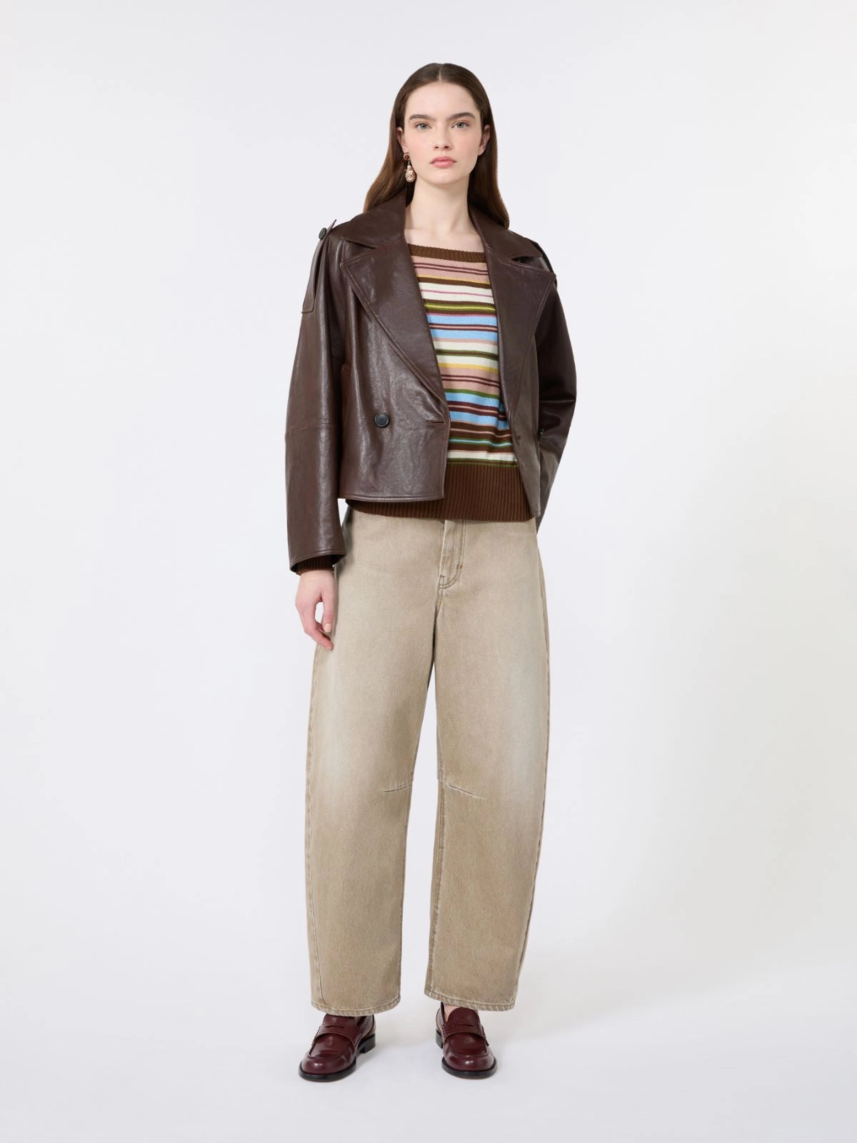 Max Mara Weekend Multi-Coloured Stripe Boat neck Cotton Sweater