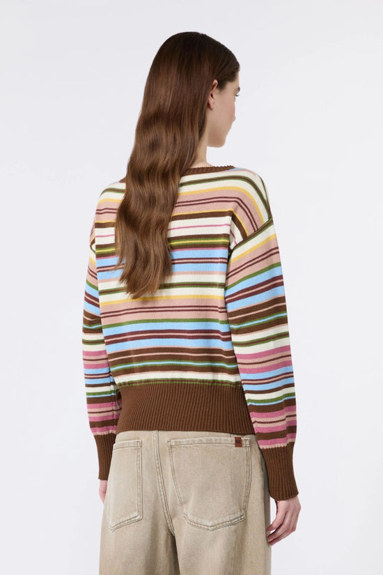 Max Mara Weekend Multi-Coloured Stripe Boat neck Cotton Sweater