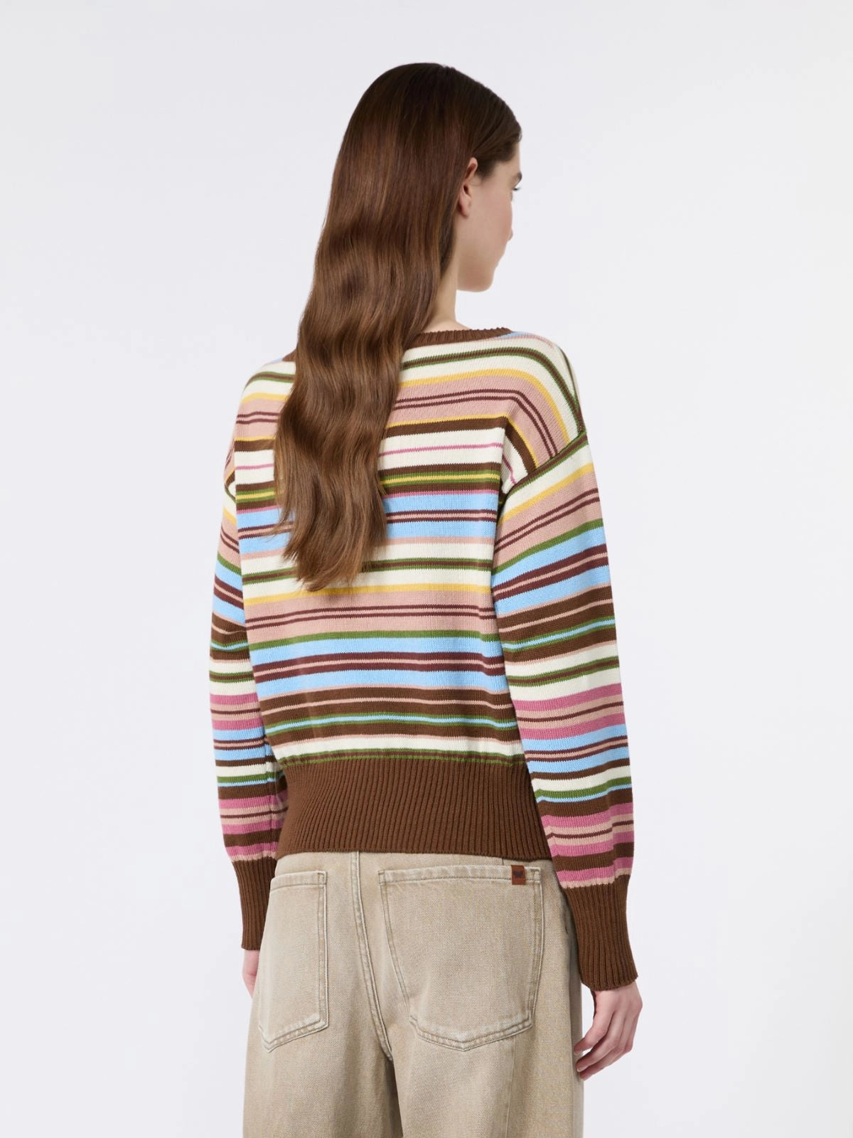Max Mara Weekend Multi-Coloured Stripe Boat neck Cotton Sweater