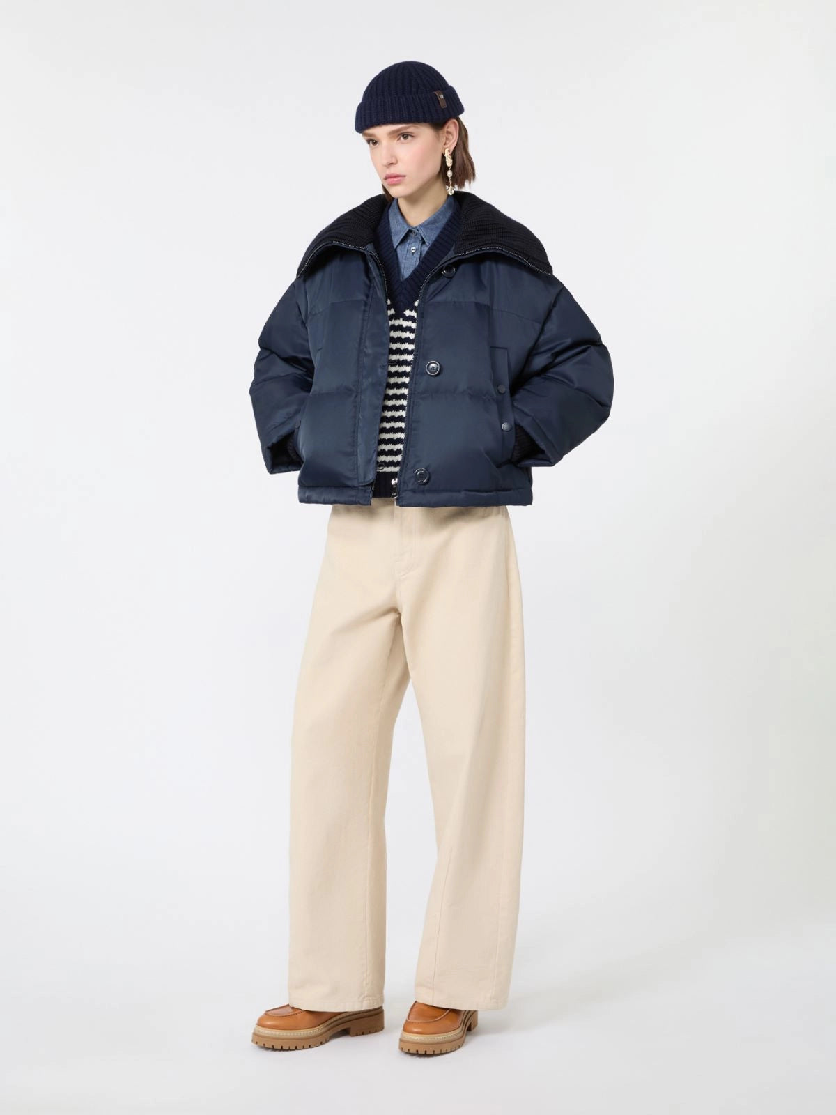 Max Mara Weekend Navy Loose Sweater in Wool Yarn