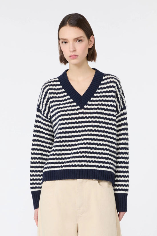Max Mara Weekend Navy Loose Sweater in Wool Yarn