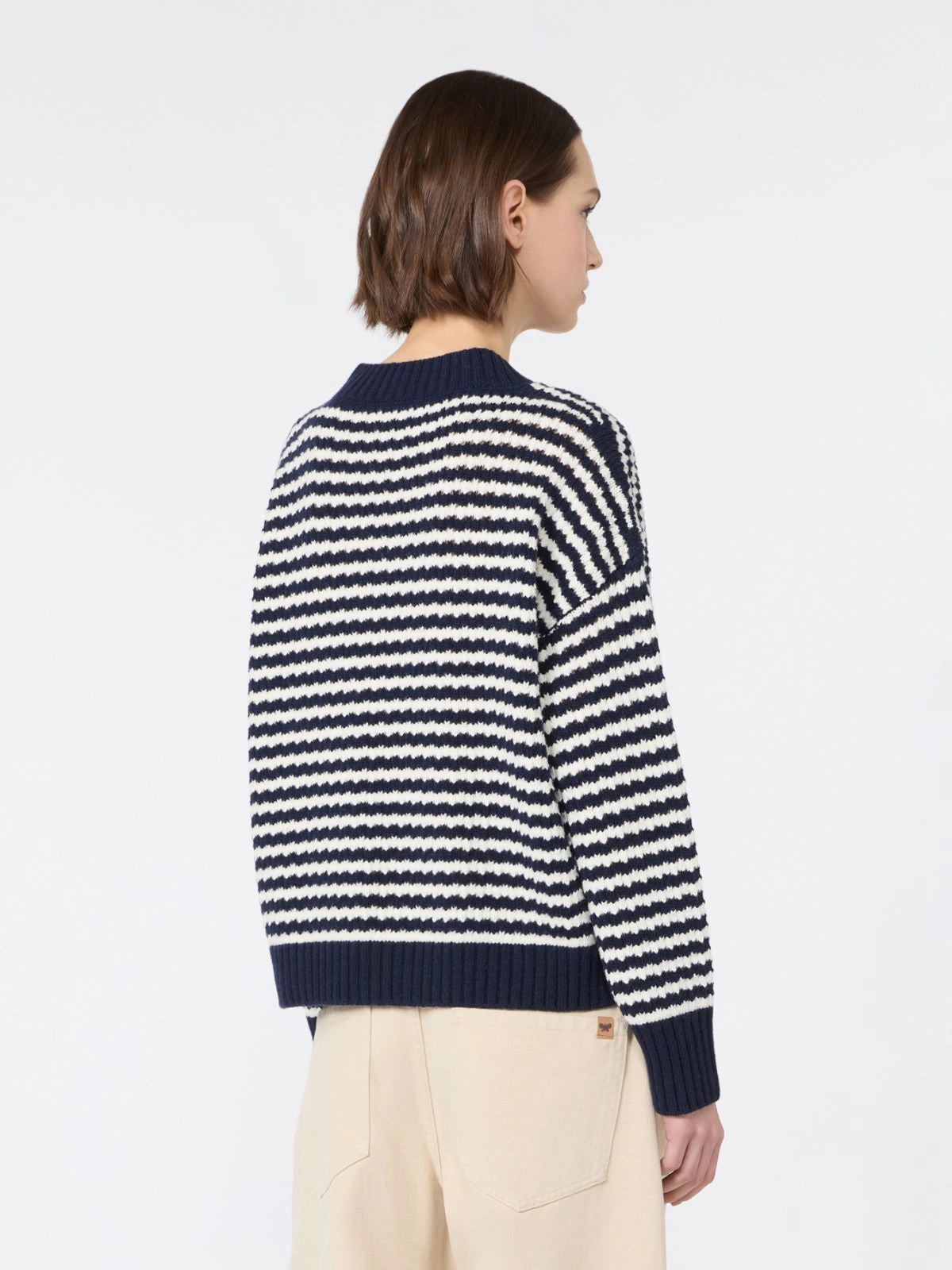Max Mara Weekend Navy Loose Sweater in Wool Yarn