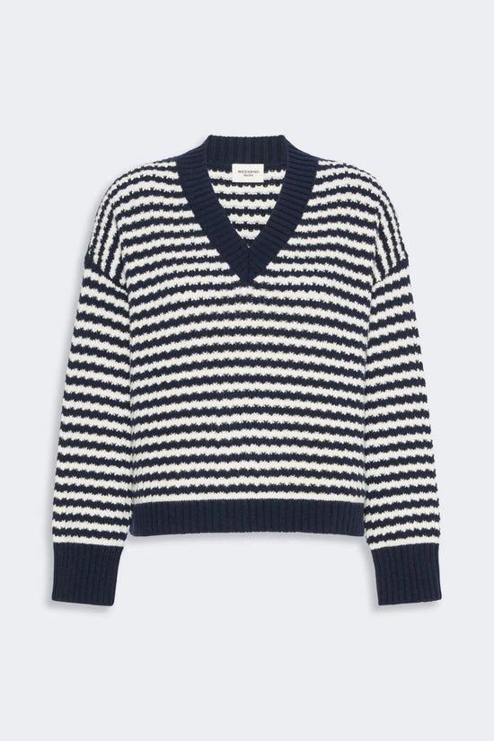 Max Mara Weekend Navy Loose Sweater in Wool Yarn