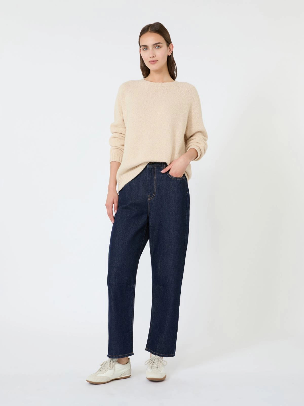 Max Mara Weekend Sand Alpaca and Wool Crew Neck Sweater