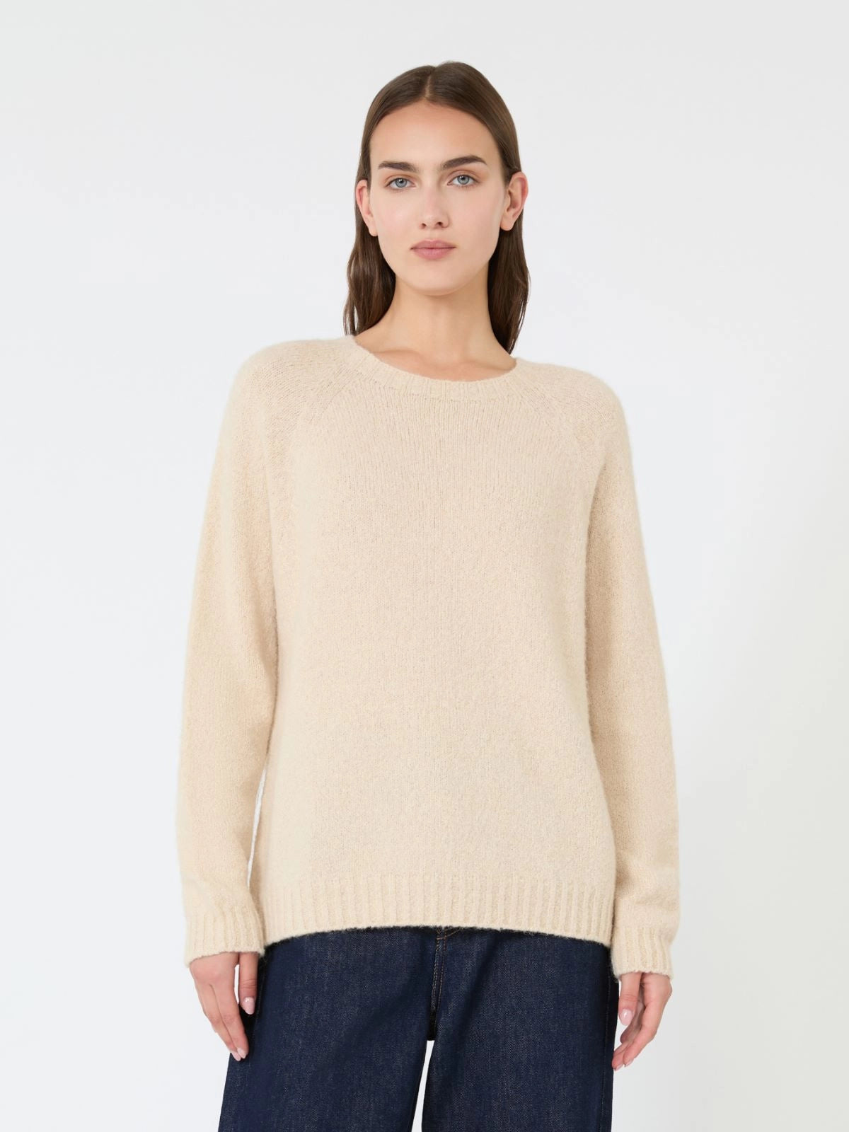 Max Mara Weekend Sand Alpaca and Wool Crew Neck Sweater