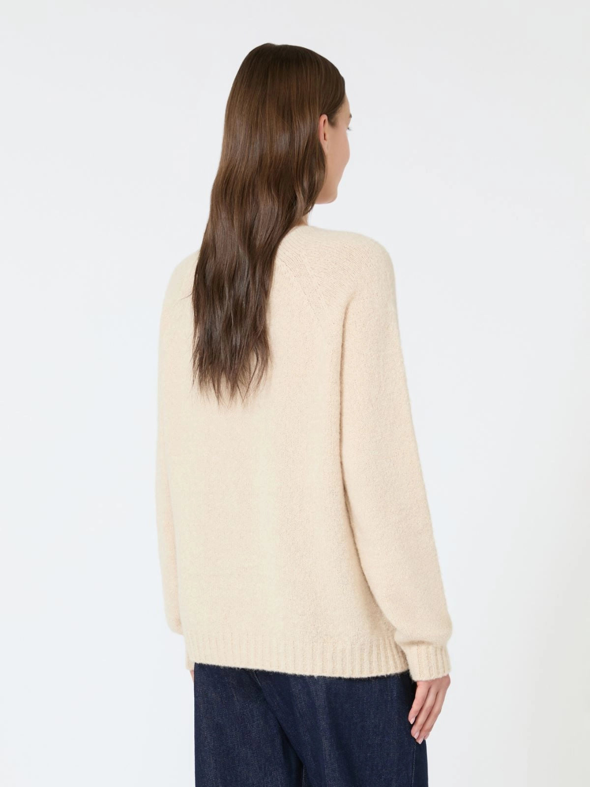 Max Mara Weekend Sand Alpaca and Wool Crew Neck Sweater