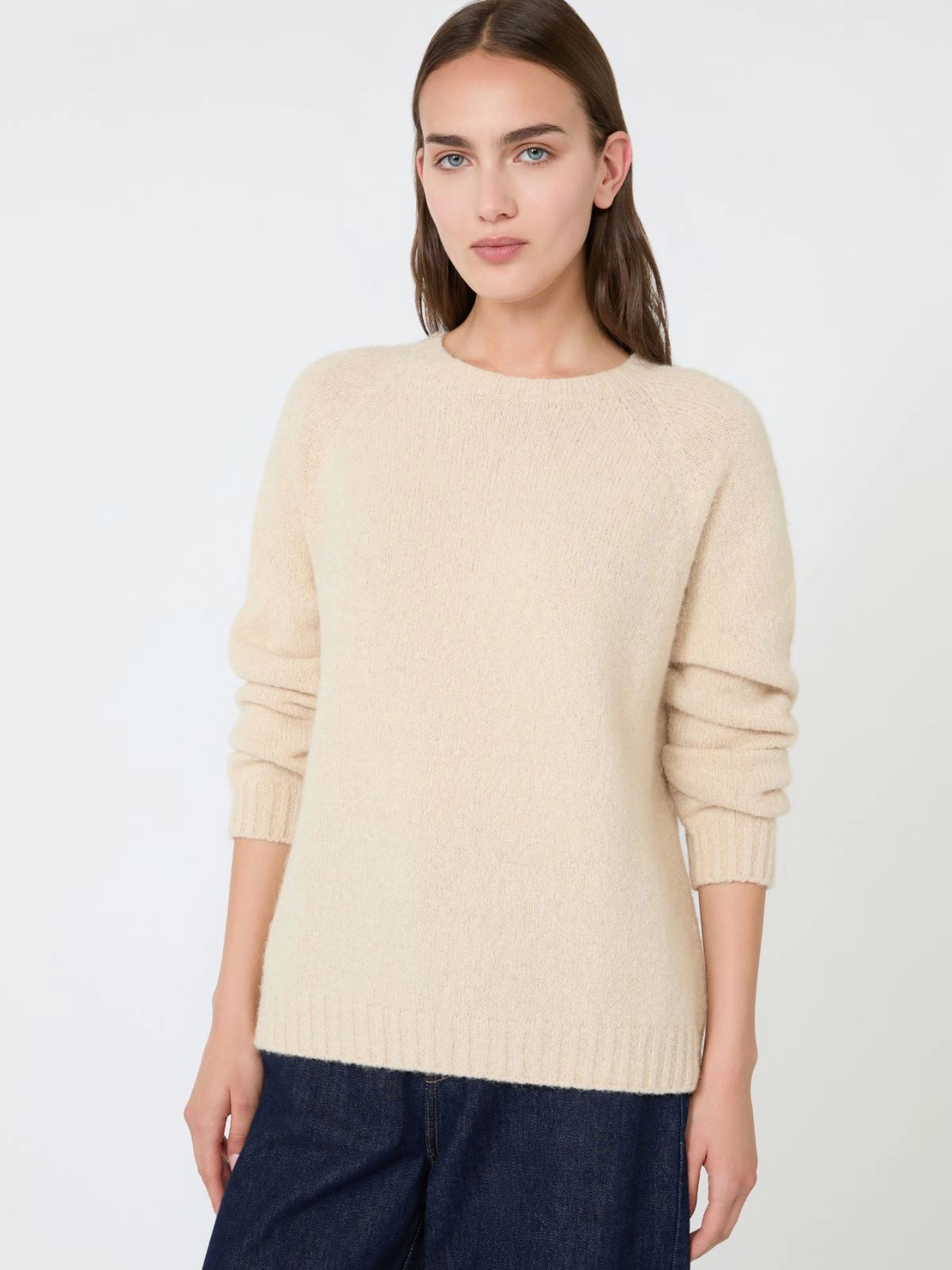 Max Mara Weekend Sand Alpaca and Wool Crew Neck Sweater