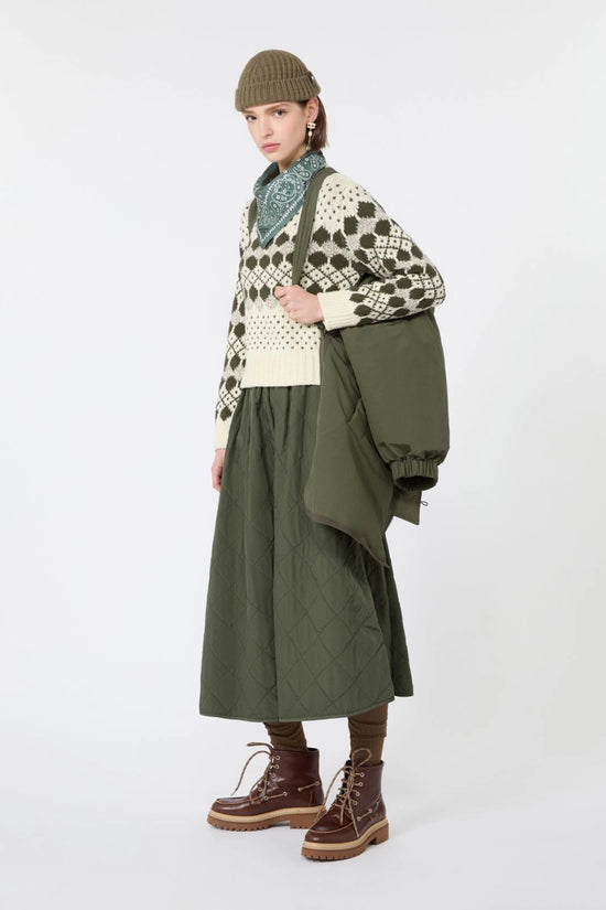 Max Mara Weekend Khaki Jacquard Wool Sweater