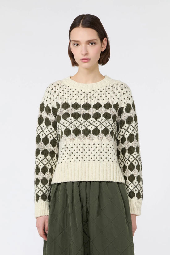 Max Mara Weekend Khaki Jacquard Wool Sweater