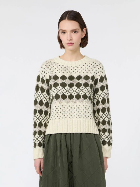 Max Mara Weekend Khaki Jacquard Wool Sweater