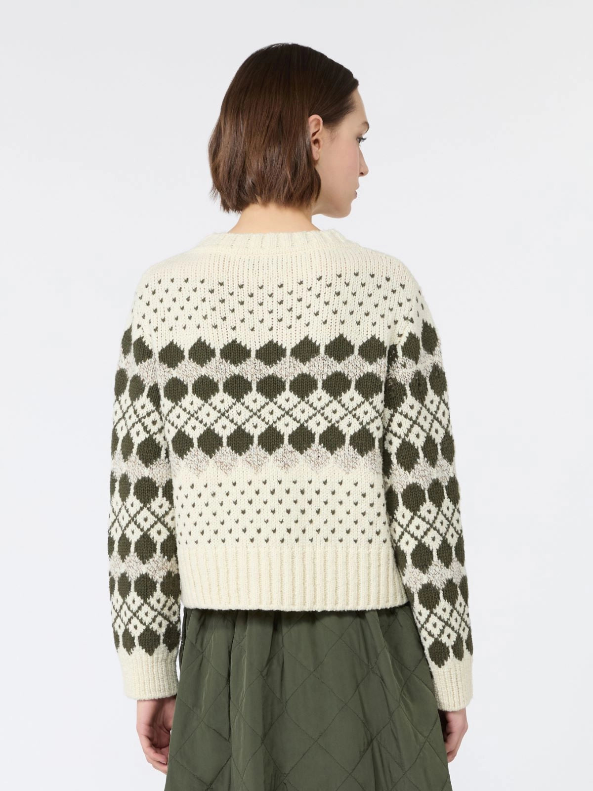 Max Mara Weekend Khaki Jacquard Wool Sweater