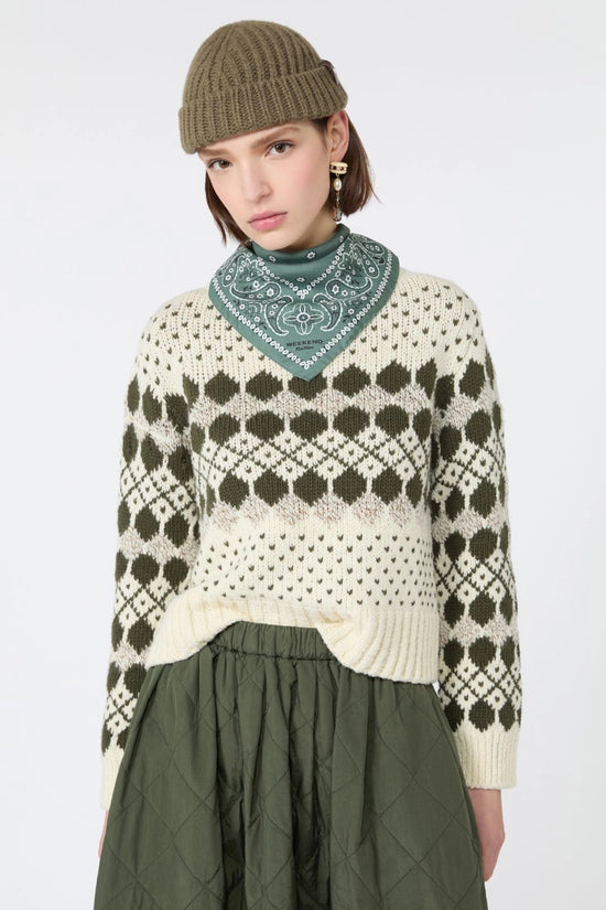 Max Mara Weekend Khaki Jacquard Wool Sweater