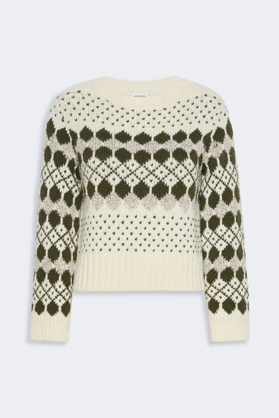 Max Mara Weekend Khaki Jacquard Wool Sweater