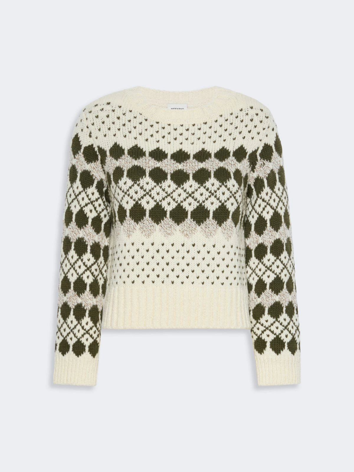 Max Mara Weekend Khaki Jacquard Wool Sweater