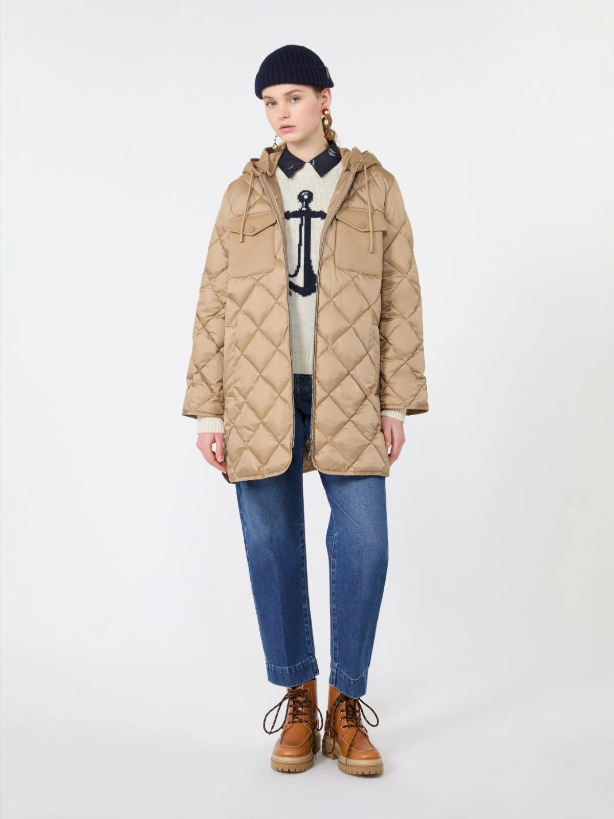 Max Mara Weekend Ice Anchor Motif Alpaca and Wool-Blend Sweater