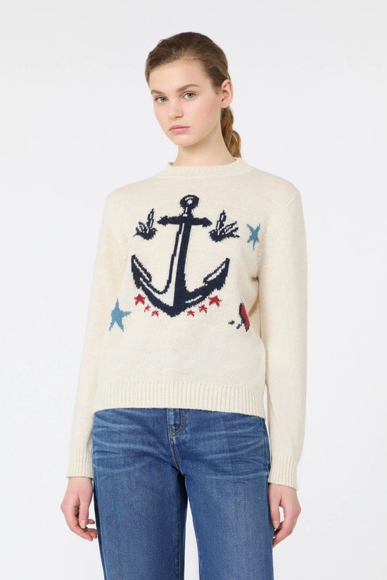 Max Mara Weekend Ice Anchor Motif Alpaca and Wool-Blend Sweater