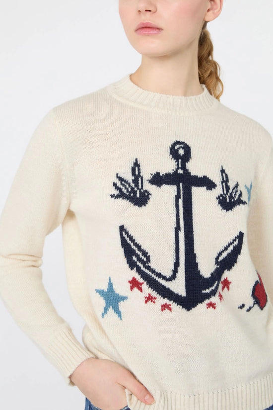 Max Mara Weekend Ice Anchor Motif Alpaca and Wool-Blend Sweater