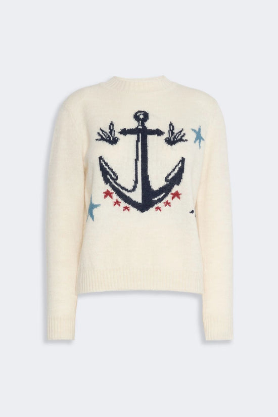 Max Mara Weekend Ice Anchor Motif Alpaca and Wool-Blend Sweater