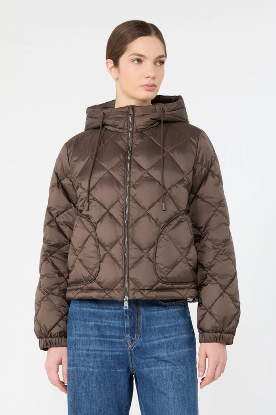 Max Mara Weekend Brown Padded Jacket in Water-Repellent Plain-Weave Fabric