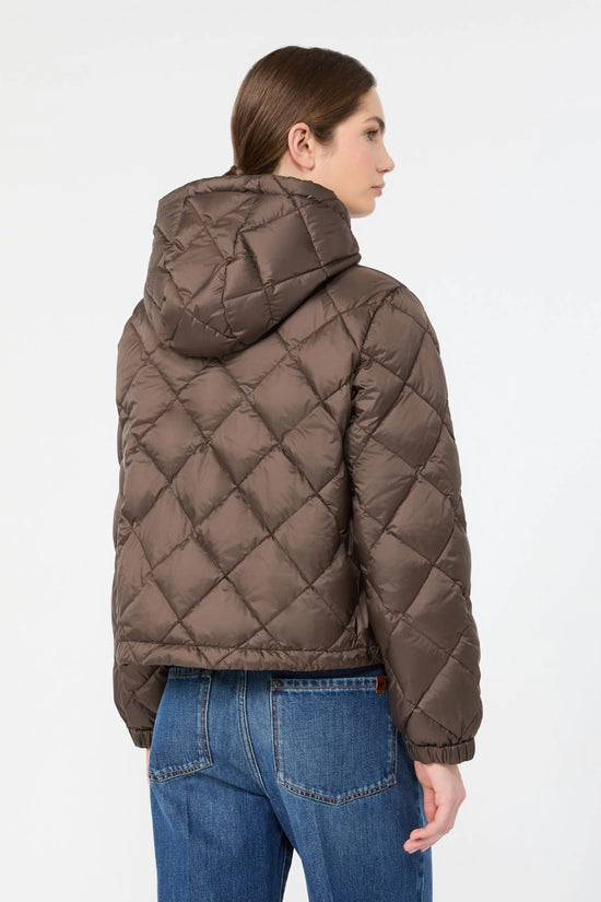 Max Mara Weekend Brown Padded Jacket in Water-Repellent Plain-Weave Fabric