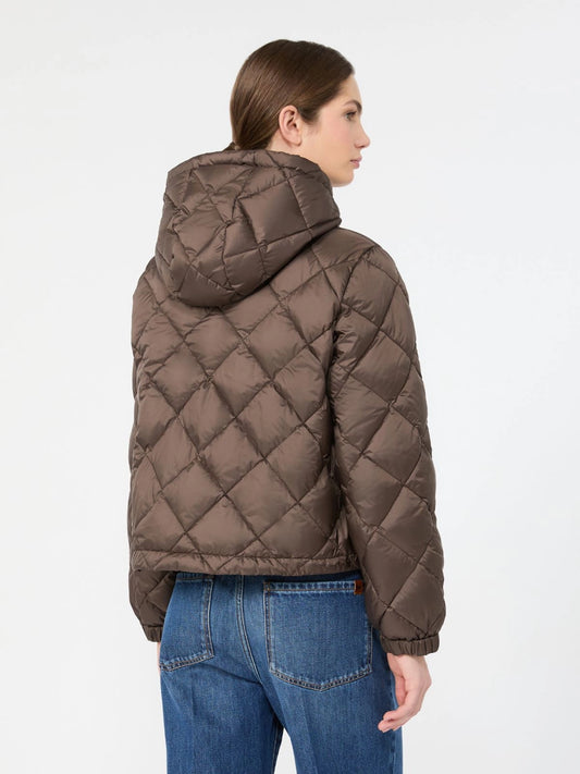 Max Mara Weekend Brown Padded Jacket in Water-Repellent Plain-Weave Fabric