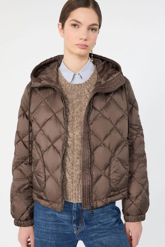 Max Mara Weekend Brown Padded Jacket in Water-Repellent Plain-Weave Fabric