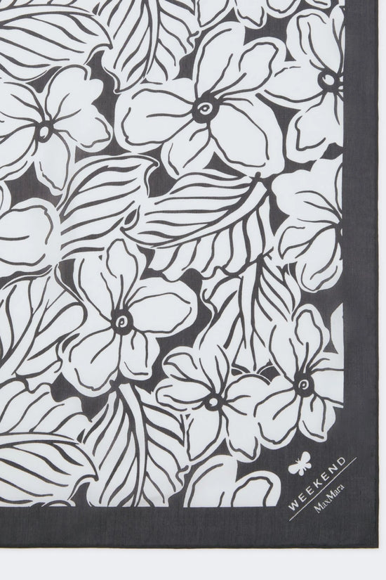 Max Mara Weekend White Floral Print Modal and Silk Maxi Square Scarf
