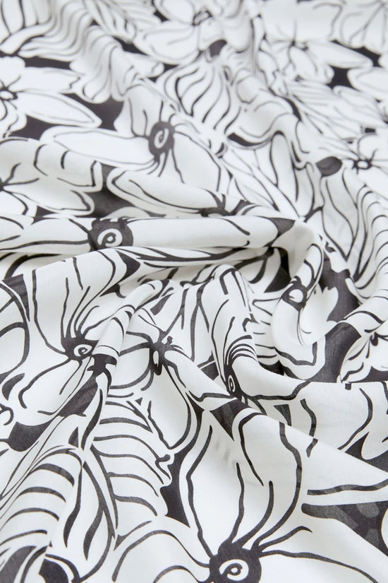 Max Mara Weekend White Floral Print Modal and Silk Maxi Square Scarf