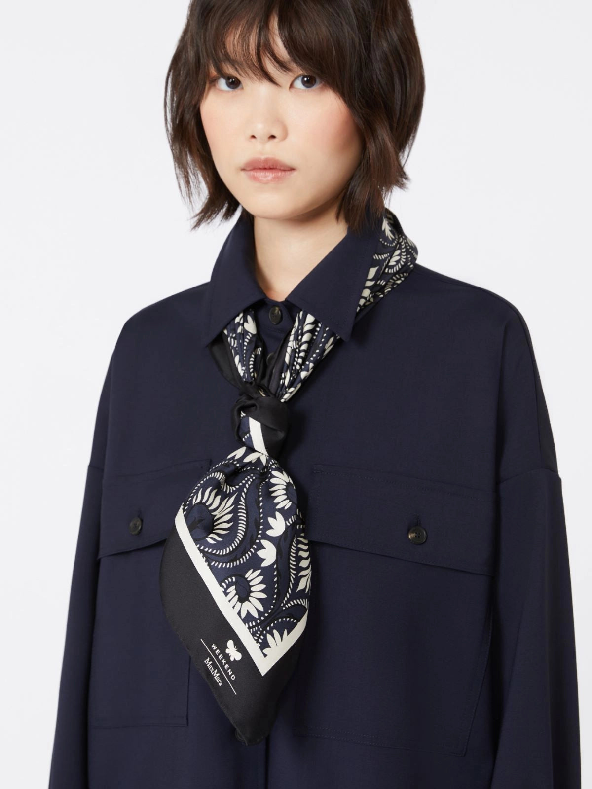 Max Mara Weekend Navy Square Silk Scarf