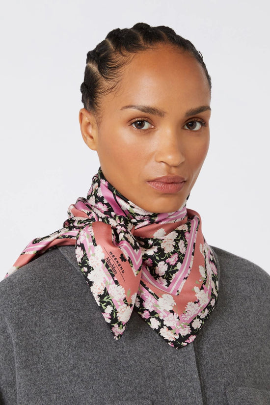 Max Mara Weekend Pink Floral Print Silk Square Scarf WKAONEST