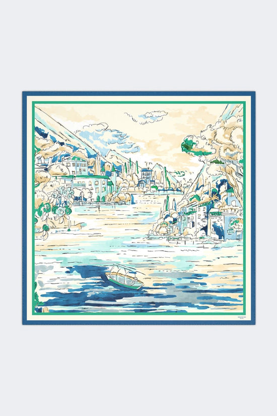 Max Mara Blue Printed Silk Scarf
