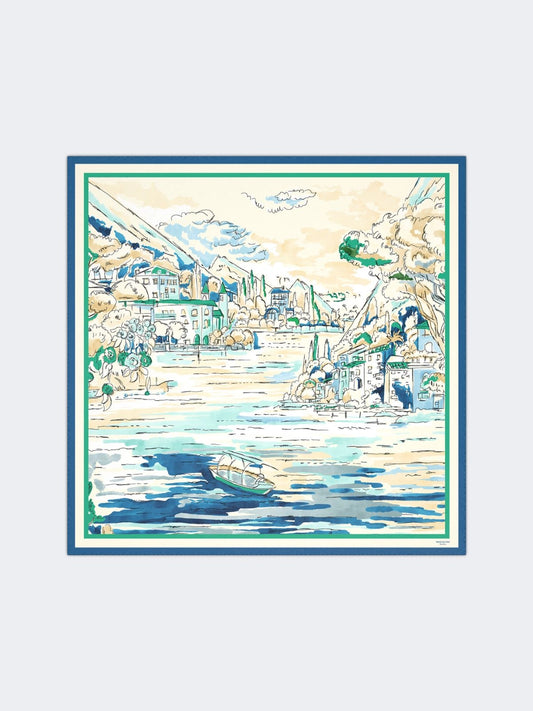 Max Mara Blue Printed Silk Scarf