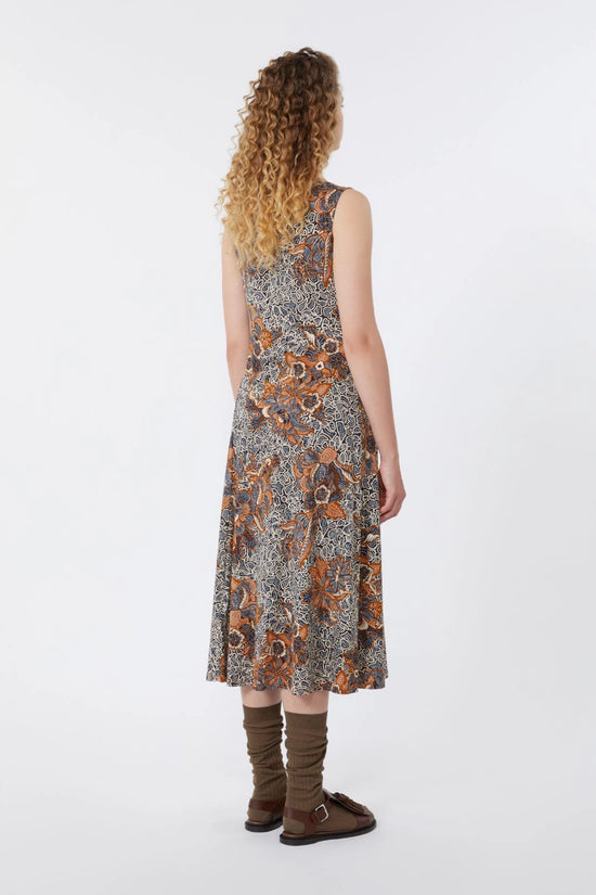 Max Mara Weekend Tobacco Sleeveless Printed Jersey Midi Dress