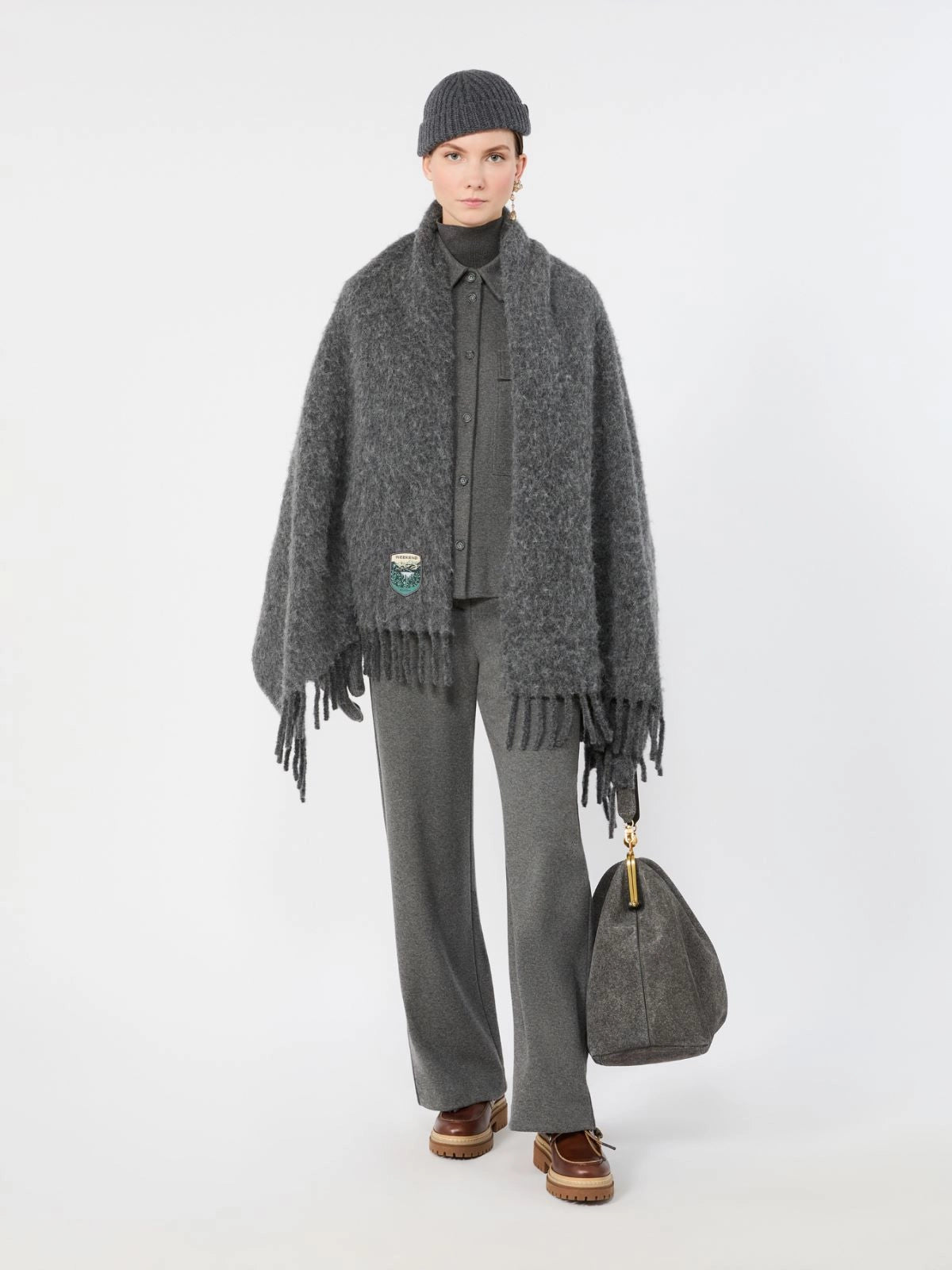 Max Mara Weekend Micro Grey Jacquard Jersey Trousers