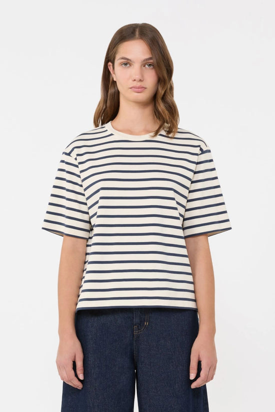 Max Mara Weekend Ecru Striped Boxy Short-Sleeve T-Shirt WKDMULTID