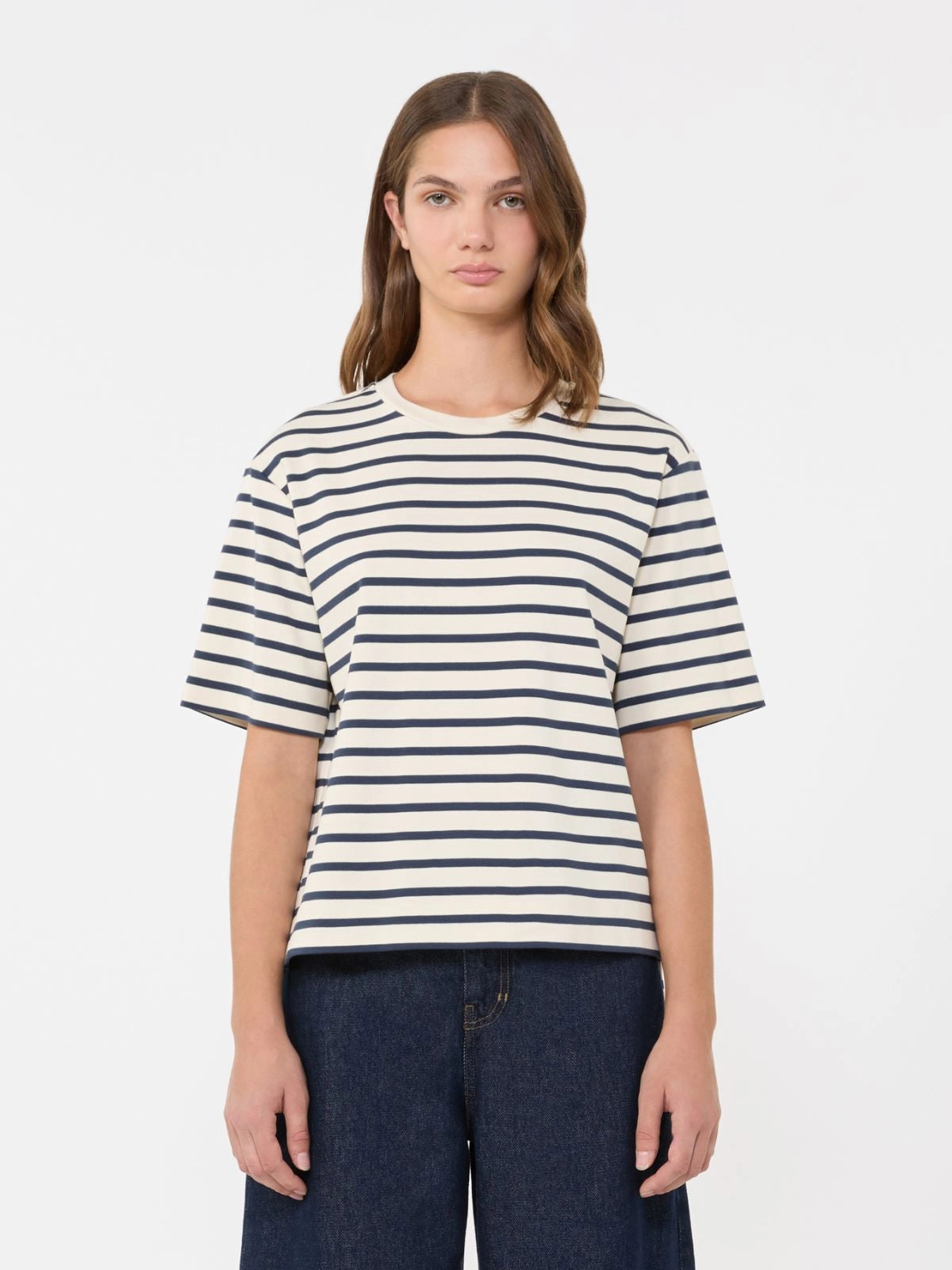 Max Mara Weekend Ecru Striped Boxy Short-Sleeve T-Shirt WKDMULTID