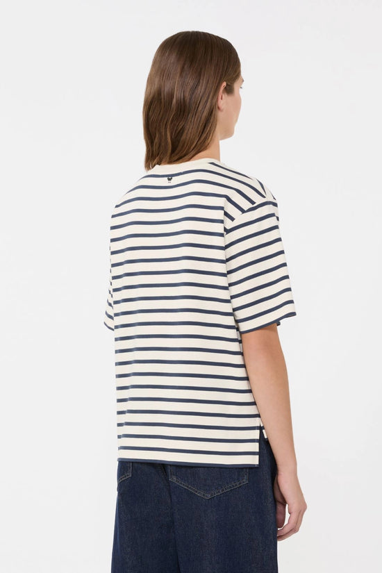 Max Mara Weekend Ecru Striped Boxy Short-Sleeve T-Shirt WKDMULTID