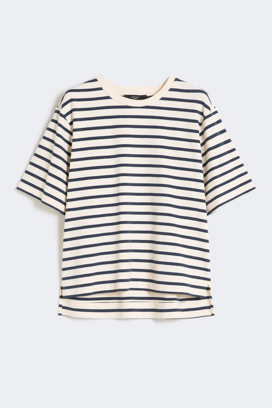 Max Mara Weekend Ecru Striped Boxy Short-Sleeve T-Shirt WKDMULTID