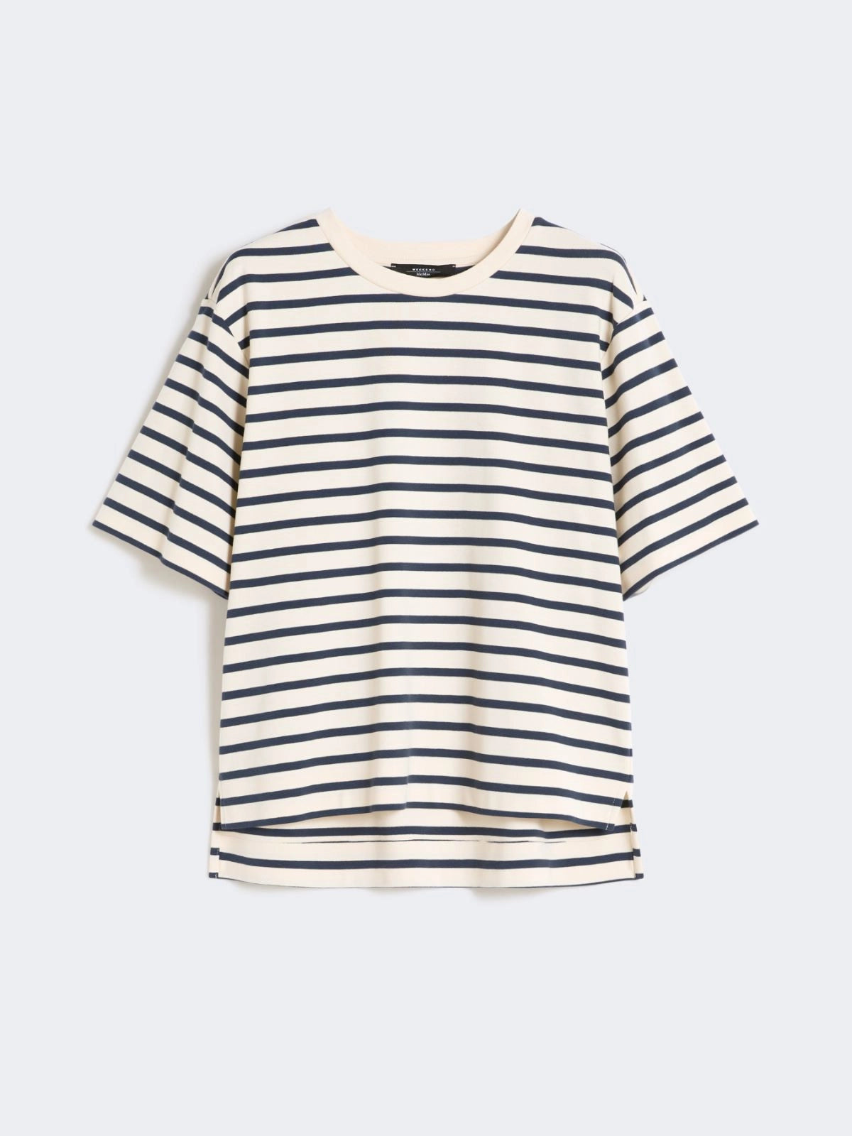 Max Mara Weekend Ecru Striped Boxy Short-Sleeve T-Shirt WKDMULTID