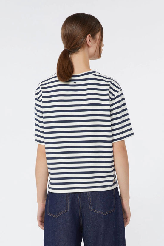 Max Mara Weekend Navy Striped Printed Cotton Jersey T-shirt