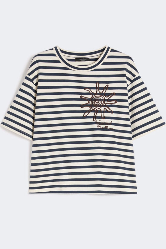 Max Mara Weekend Navy Striped Printed Cotton Jersey T-shirt