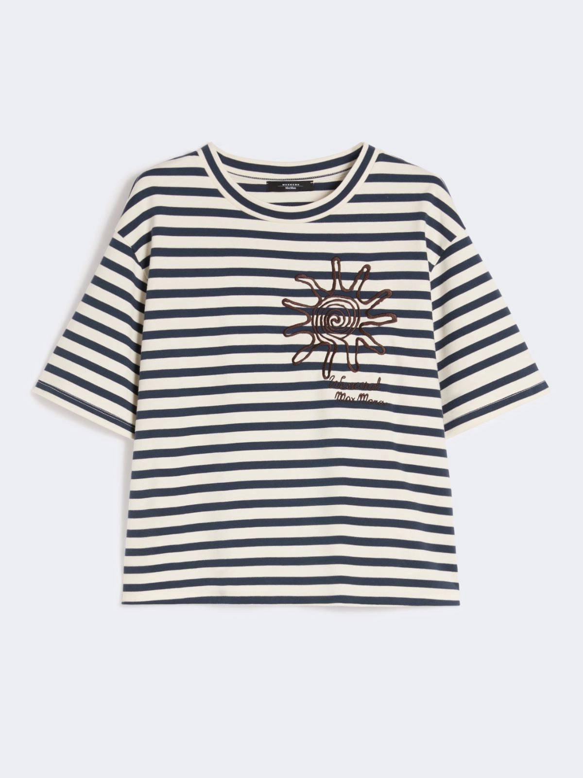 Max Mara Weekend Navy Striped Printed Cotton Jersey T-shirt