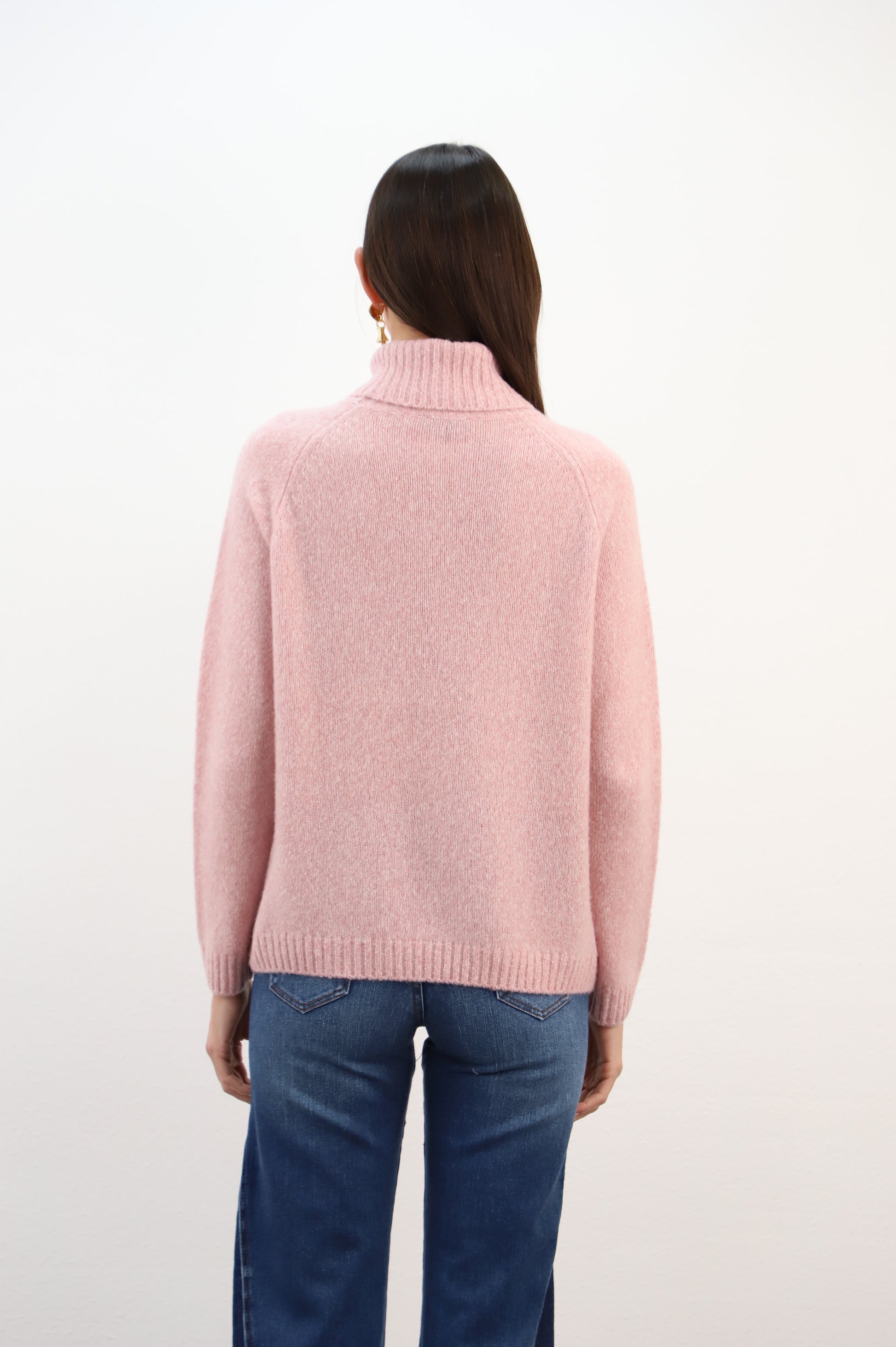 Estheme Cashmere Pink Cashmere Polo Neck Sweater