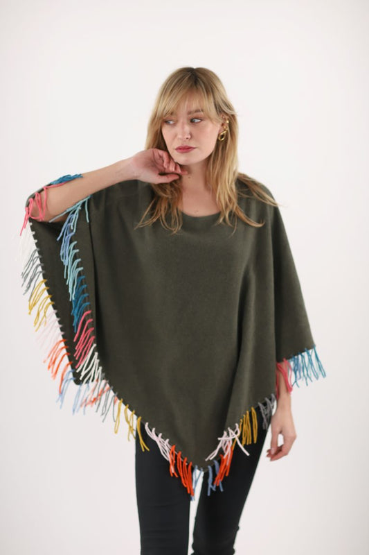 Estheme Cashmere fringed poncho Wes251034