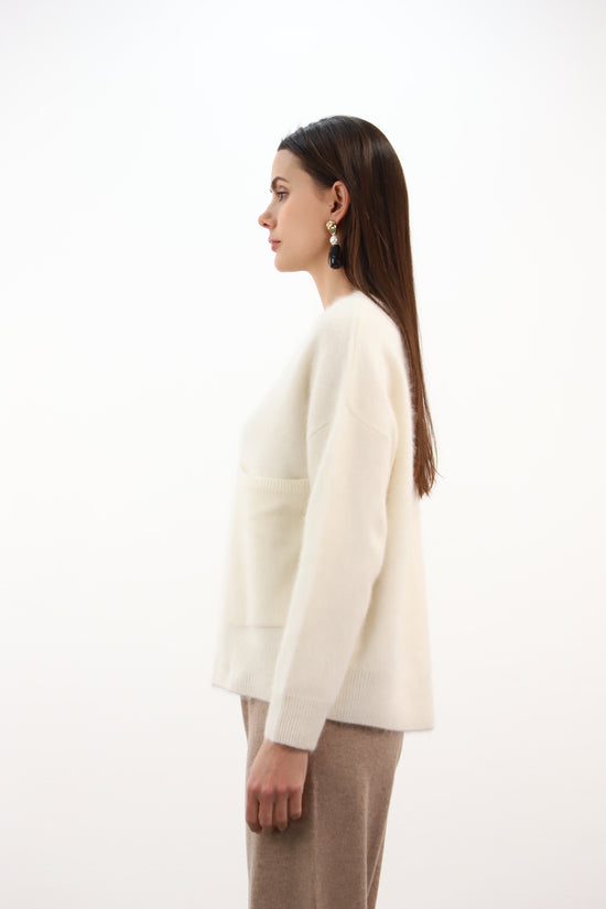 Estheme Cashmere Cream Soft Cashmere Crew Neck Sweater
