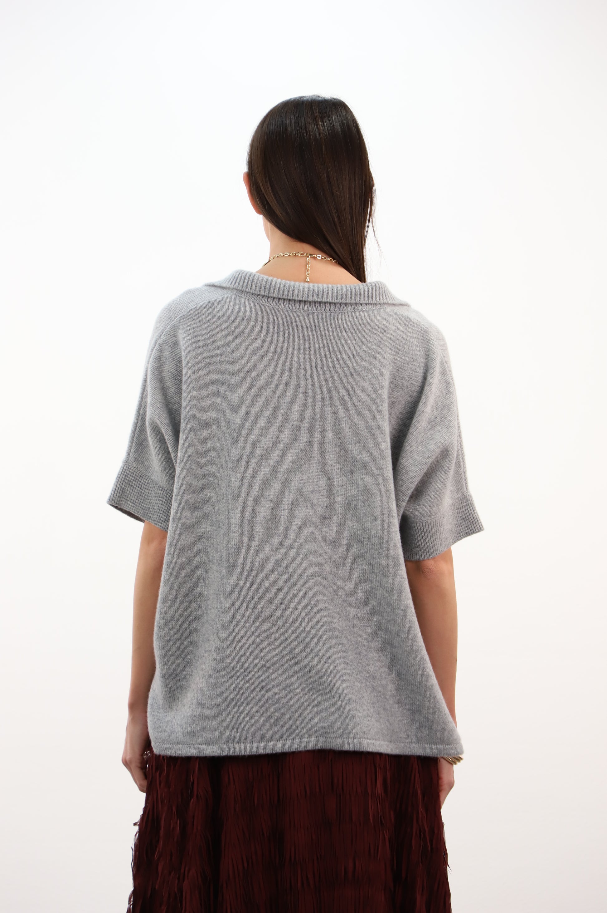 Estheme Cashmere Smoke Grey Cashmere Polo Neck Sweater