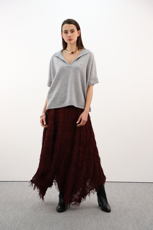 Estheme Cashmere Smoke Grey Cashmere Polo Neck Sweater
