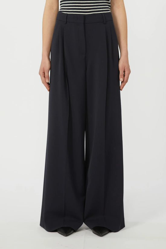 Max Mara Weekend Navy Wide Leg Wool Blend Trousers