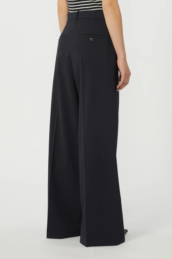 Max Mara Weekend Navy Wide Leg Wool Blend Trousers